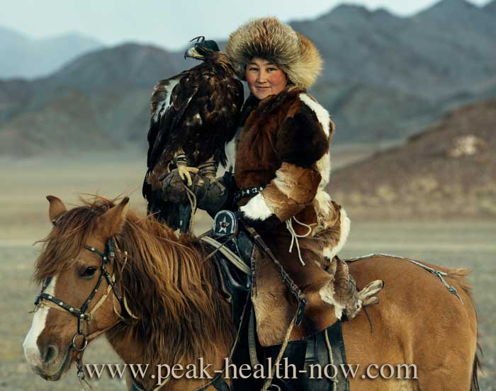 Mongolian woman falconer