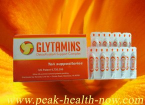 Glytamins suppositories support bile flow, liver, kidneys.